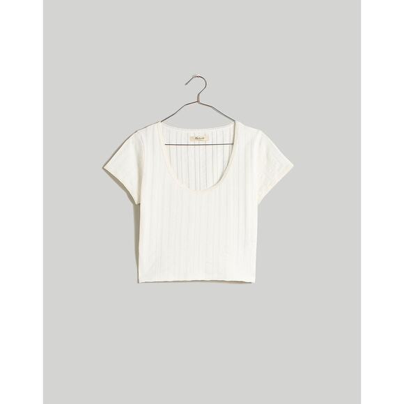 Madewell Pointelle Scoopneck Crop Tee Size XXS - Picture 3 of 6